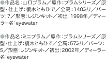 ●作品名：山口プラム／原作：プラムシリーズ／原型・仕上げ：榎木ともひで／全高：140ミリ／パーツ：7／形態：レジンキット／初出