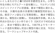 いくしまたけひこ●1956年京都府生まれ。小学５年生の時にモデルアート誌を購入し、マルサン1/50スピットファイアに初塗装、膝