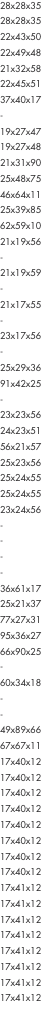 28x28x35 28x28x35 22x43x50 22x49x48 21x32x58 22x45x51 37x40x17 
