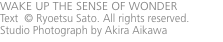 WAKE UP THE SENSE OF WONDER Text  &copy; Ryoetsu Sato. All rights re