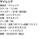 サイレンＦ 商品名：サイレンＦ スケール：1/144 マイスター：谷 明（海洋堂） 材質：レジンキャスト 仕様：モデルキット 