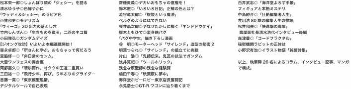 松本栄一郎◎しょんぼり顔の「ジェシー」を語る 清水ゆう子◎色鮮やかに 「ウッディ＆ジェシー」のセピア色 小林和史◎モデリズム 